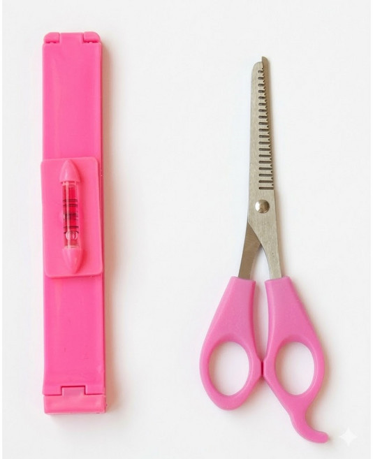 오브제이스 셀프 앞머리 자르기 미용 숱가위 수평집게 세트, 1개