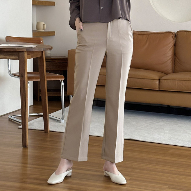 오버나인 여성 히든 밴드 스판 부츠컷 슬랙스