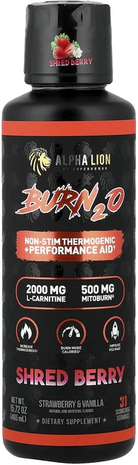 ALPHA LION Burn2O 슈레드 베리 딸기 & 바닐라 맛 465ml(15.72oz), ALPHALIONBurn2O슈레드베리딸기바닐라맛465m, 1개, 465ml - 쿠팡