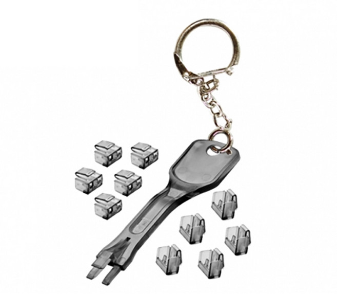 랜포트 락키 잠금장치 LS-LAN1021-SET-BK, 10mm, 1세트, 블랙