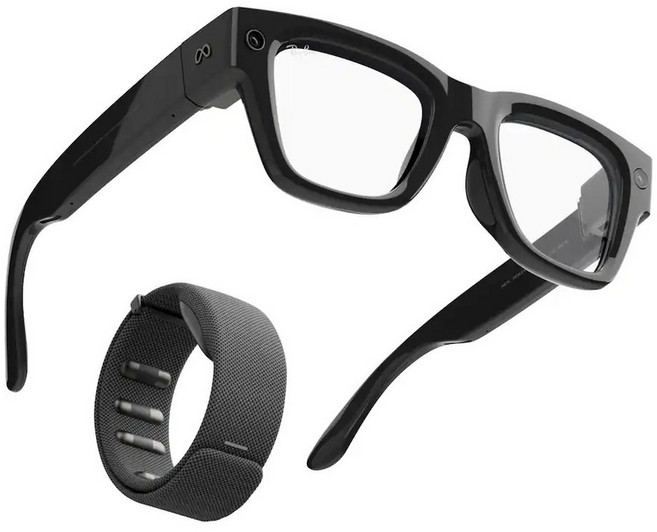 Ray-Ban Meta - 디스플레이 및 신경망 밴드 | 렌즈 내 디스플레이가 있는 AI 안경 - 표준 - 블랙 밴드 사이즈 랜덤 - 샤이니 블랙