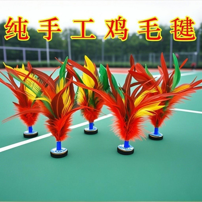 鷄毛毽子 臺南出貨 學生訓練比賽專用 幼兒園成人運動健身 耐踢羽毛毽子球, 1個, 校園必備：甄選品質【1個裝】耐踢不掉毛