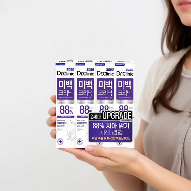 2080 닥터크리닉 2.0 미백케어 치약 120g 4개