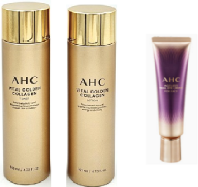 AHC 바이탈 골든 콜라겐 토너 + 로션 + 에이지리스 아이크림 30ml, 1세트