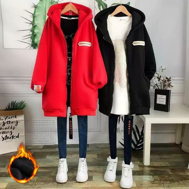 오스틱니[150kg까지 날씬해보이는] 후드집업 여성 가을 겨울 편한 간절기 후드 무지 루즈핏 레터링 자켓 기모 집업 롱 빅사이즈 오버사이즈 겨울옷 가을옷 캐주얼 패션 데일리 상의옷