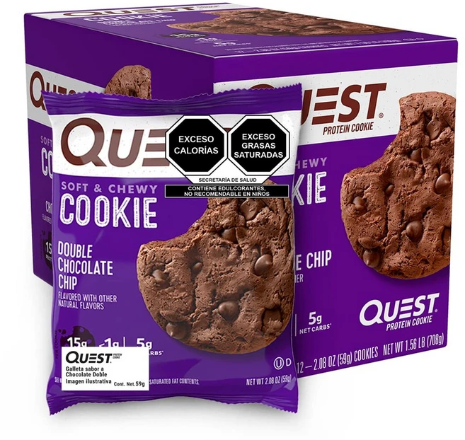 퀘스트뉴트리션 프로틴 쿠키 Double 초코칩 12팩 2.08 oz (59g) 각, 12개, 59g - 쿠팡