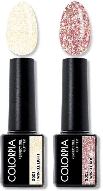 칼라피아 원스텝 퍼펙트젤 글리터 젤네일 세트, 1세트, 04. 트윙클라이트+트윙클로즈