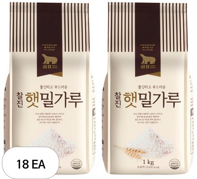 곰표 찰진 햇밀가루, 1kg, 18개