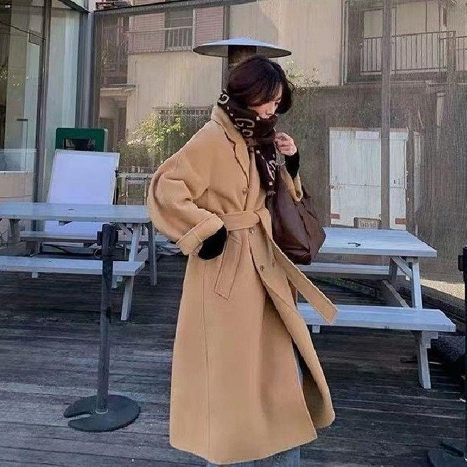毛呢外套 毛呢大衣 外套大衣 新款女裝毛呢韓系ins秋冬季網紅駝色呢子大衣小個子高級感長款