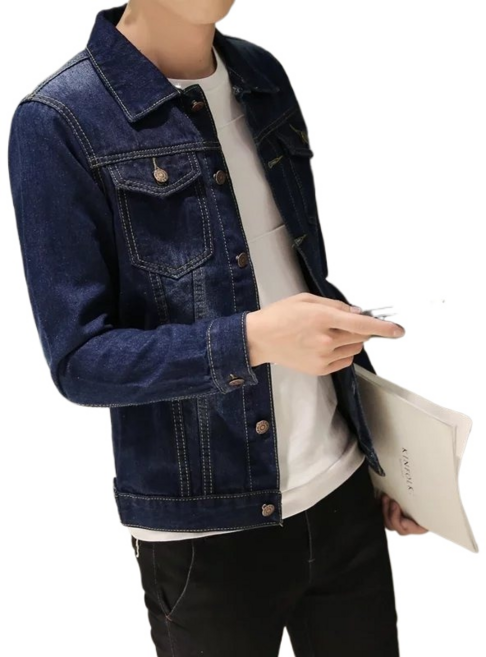 SHENGHUI남자 데님 코트 봄 가을 간단하고 편안한 데님 자켓 느슨한 캐주얼 재킷 957 7C+2024*1/24R