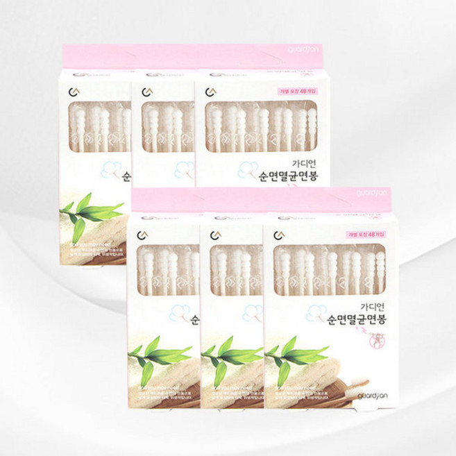 가디언몰 순면 멸균 면봉, 48개입, 6개