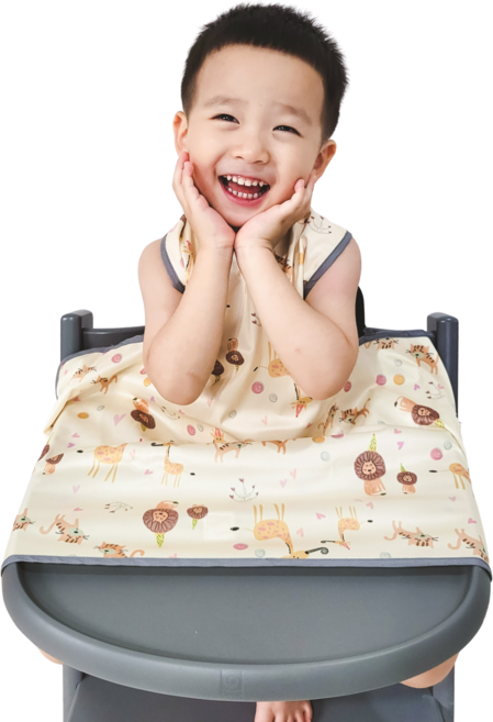 벨베이비 식탁일체형 방수 턱받이 나시 부분커버, (리뉴얼)옐로우 애니멀, 1개, 1개입