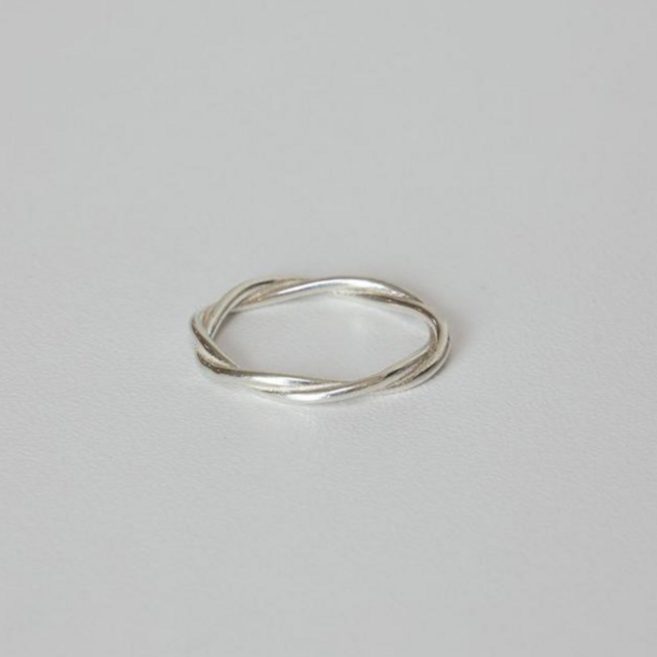 라퐁텐 실버 925 끌린 두줄 꼬임 레이어드 은반지