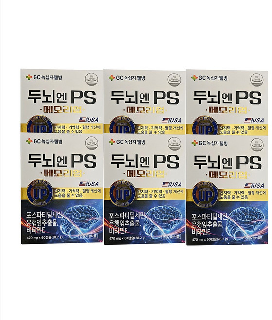 GC녹십자웰빙 두뇌엔 PS 메모리업 영양제, 60정, 6개