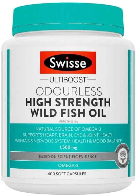 스위스 울티부스트 오더리스 하이 스트렝스 와일드 피쉬 오일 1500mg 오메가-3 소프트 캡슐, 400정, 1개 - 쿠팡