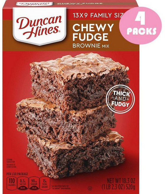 던칸하인즈 츄이 퍼지 브라우니 믹스, 520g, 4개