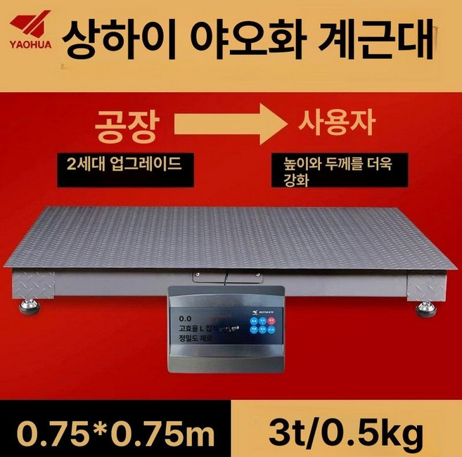 대형 바닥 저울 계근대 톤백 파렛트 파레트 우형기 창고 축사 산업 계량용, 기본 모델명/품번, 0.75x0.75m 3t, 1kg