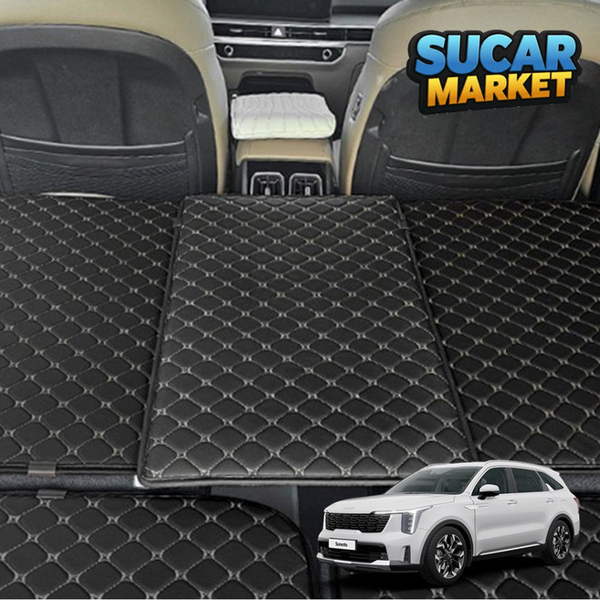 카구차 더뉴 쏘렌토 MQ4 페이스리프트 프리미엄 차박 평탄화매트 고강도 틈새연결 확장보드 바닥 트렁크, 블랙+블랙, 소형(1P)