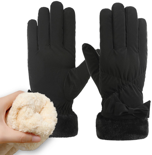 시크벤 여성용 두툼 기모 겨울 방한 스마트폰 터치 방수 털장갑