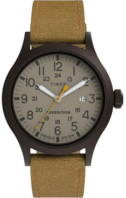 Timex 남성용 익스페디션 스카우트 손목시계 43mm (TW4B11300), Brown/Gunmetal/Tan