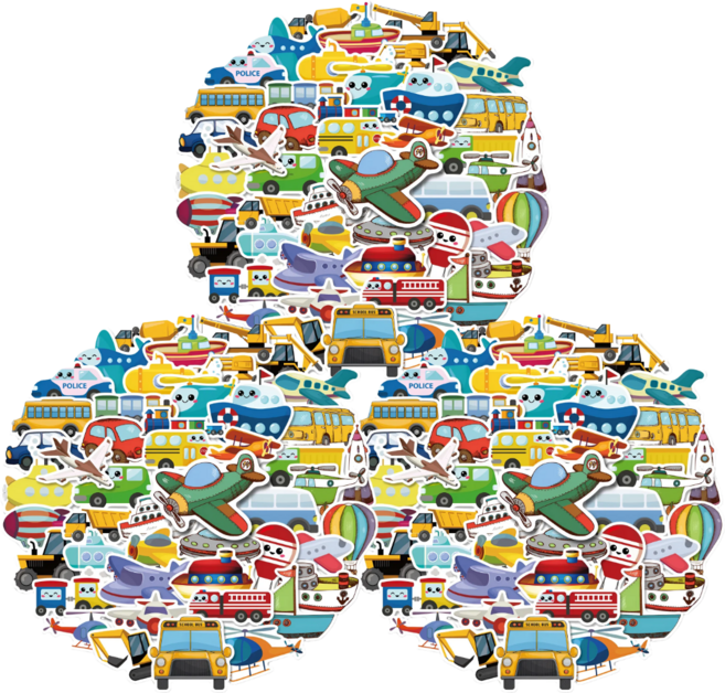 라온스티커 50매입 교통 방수스티커 세트, 3세트, 혼합(S21133)50P