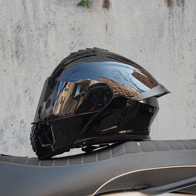 빅사이즈 오토바이 헬멧 리프팅 여름 더블 거울 꼬리 날개 반미, XL, 9.유광블랙