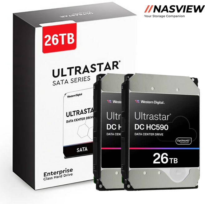 WD Ultrastar HC590 26TB 데이터센터 서버 NAS HDD, WUH722626ALE6L4,무상3년,2 Pack