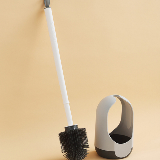 뉴이즌 스탠드 변기솔 원형 슬림 미세모 욕실 청소솔, 원형 화이트, 1개