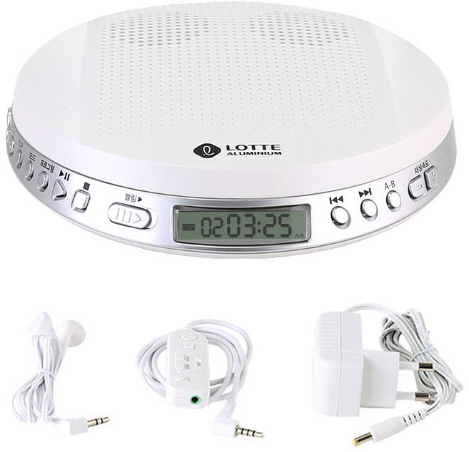 [롯데] 핑키-170 휴대용 CD플레이어 MP3CD재생 / 구간반복기능 / 어댑터 포함 / 유선 리모컨 포함 / 이어폰&내장 스피커 청취 가능 /, 핑키-170 화이트, 핑키-170 휴대용 CD플레이어(화이트)