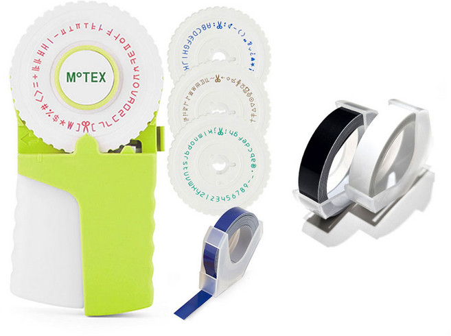 모텍스 또각이 엠보싱 라벨기 E-303 라임 세트 + 투명 + 블랙 리필테이프