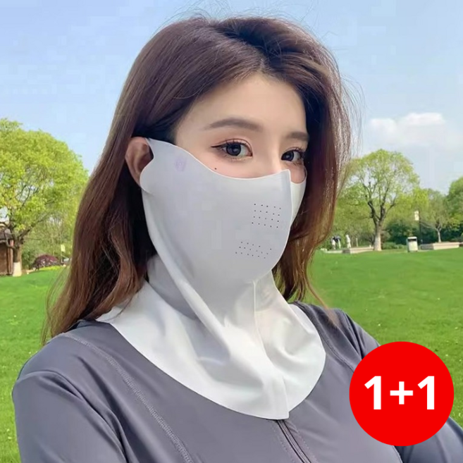 온더굿즈 1+1 자외선 차단 스포츠 마스크 얼굴 햇빛 가리개 골프 등산 자전거 UV차단 페이스 스카프, 1개, 그레이+그레이