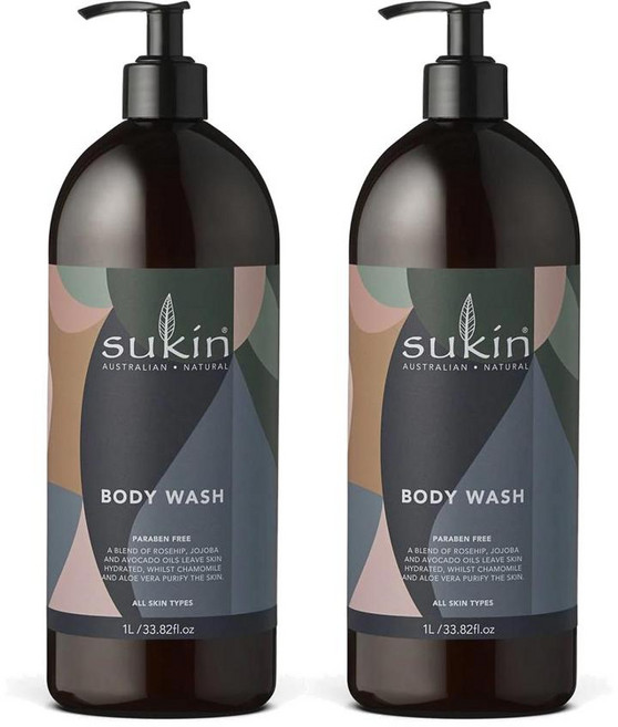 호주 수킨 Sukin Body Wash 로즈힙 호호바 & 아보카도오일 바디워시, 2개, 1L