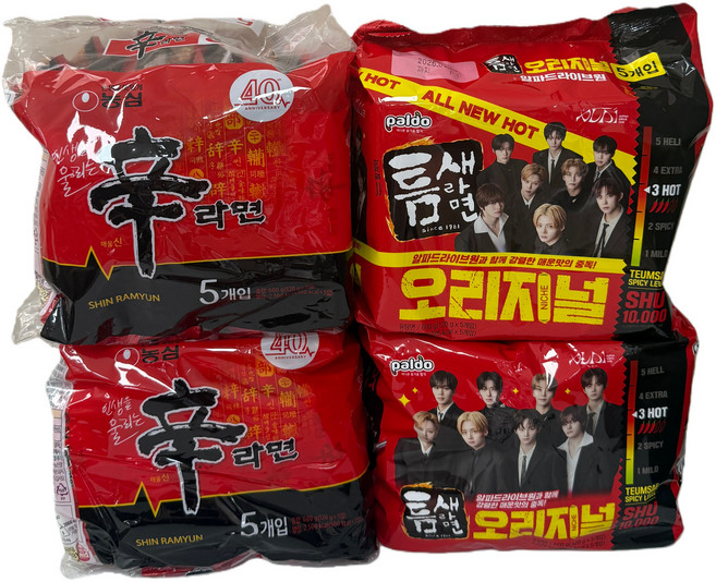 (장우)농심 신라면10봉 + 팔도 틈새라면 오리지널 10봉, 20개
