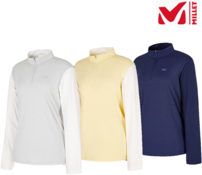 밀레 [봄여름] 여자 3가지 색상 흡습속건이 우수한 기능성 소재로 봄가을 뿐만아니라 한여름까지도 착용이 가능한 시원하고 쾌적한 착용감의 밀레 여자 기능성 집업 티셔츠