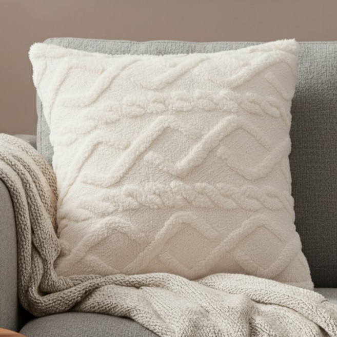 서플라이랩 퍼지무드 니트 인테리어 쇼파쿠션 국산솜 포함, 옵션4. 밀키화이트
