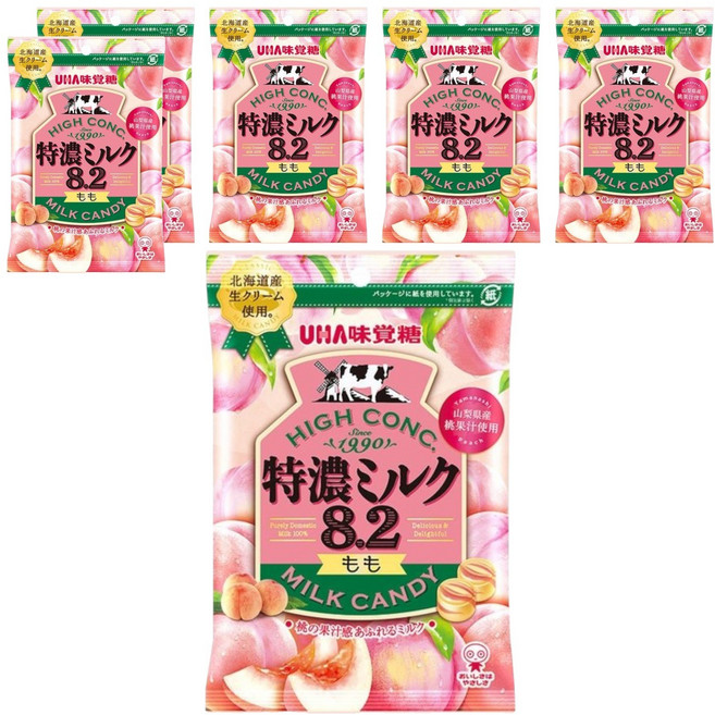 UHA 味覺糖 特濃牛奶8.2水蜜桃, 6個, 70g
