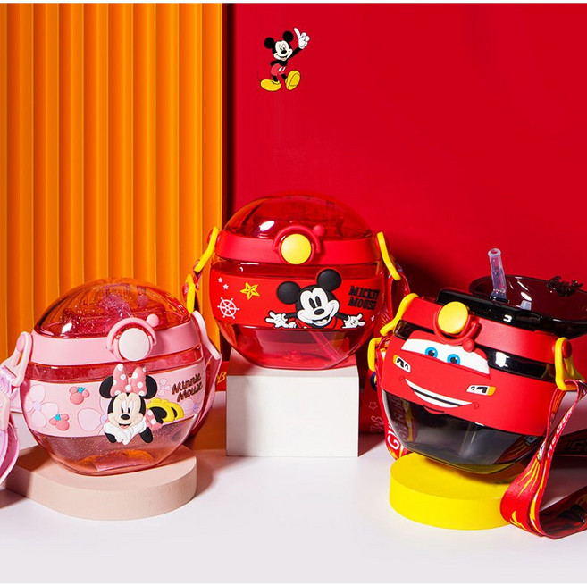 디즈니 정품 캐릭터 유아 어린이 물병 목걸이 어깨끈 유치원 물통 어린이집 빨대컵 소풍 나들이용, 3.미니마우스