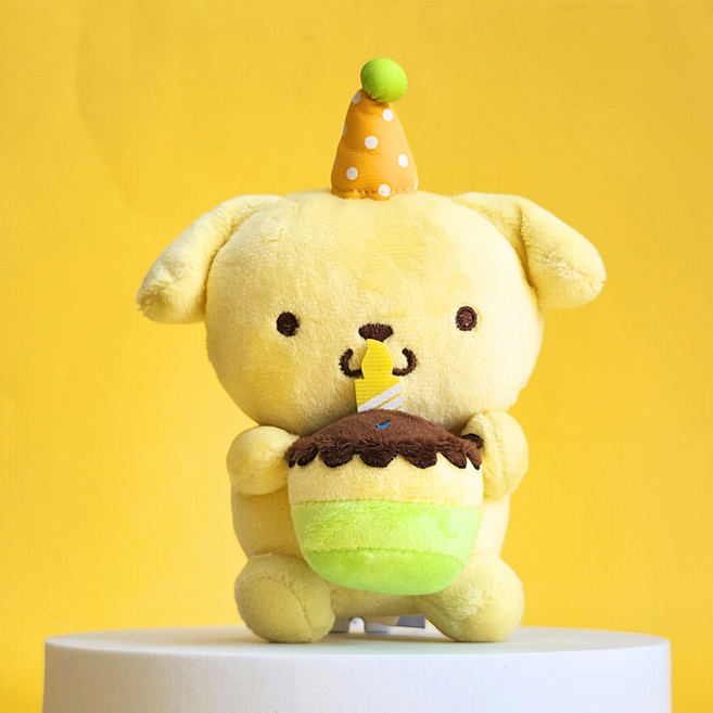 BSC 산리오 폼폼푸린 생일케이크 키링 인형 가방고리 키홀더 열쇠고리, 1개, 폼폼푸린 생일케이크키링, 13cm