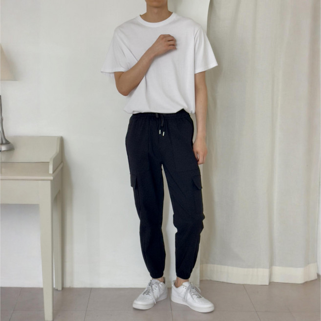 스트릿뮤즈 남자 카고 스판 팬츠 조거 밴딩 바지