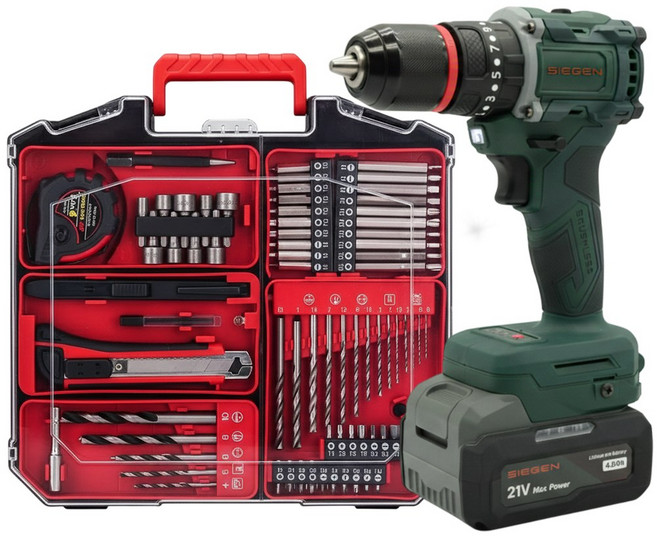 지겐 21V 고출력 무선 전동 드릴 45N 충전 드릴 드라이버 세트 가정용 공구세트, 1개