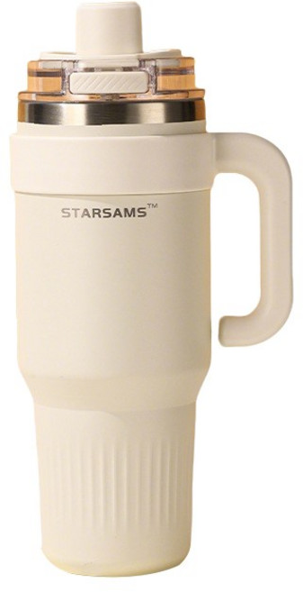 호밍사이 316 스테인리스 진공 보온 보냉 컵 대용량 차량용 커피컵 빨대컵, 1개, 1200ml, 화이트