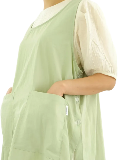 [룩엣홈]어린이집 카페 가벼운 빅사이즈 특대형 단추형 원피스 앞치마, 1개, 단추형 특대형 브라이트민트