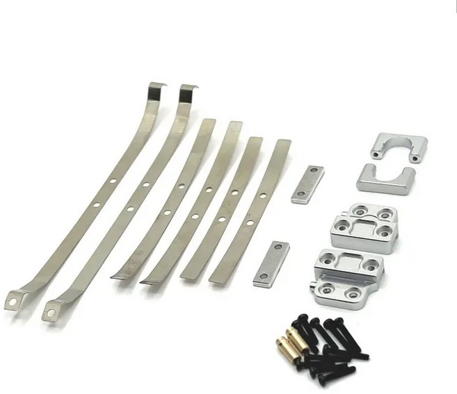 업소버 메탈 및 마운트 RC카 액슬 1/12 액세서리 세트 리프 MN82 스프링 업그레이드 부품 쇼크 리어 LC79 시트 고정 브래킷, 실버