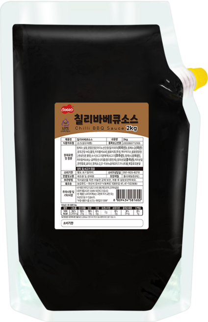 보감 칠리바베큐소스 폭립 불고기맛 등갈비용소스, 2kg, 1개