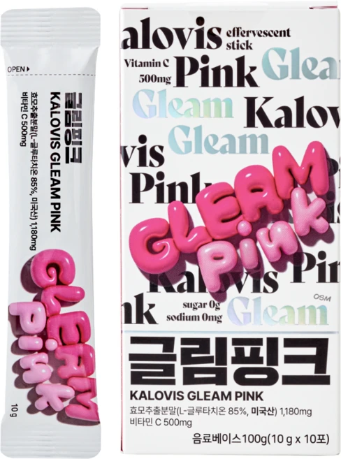 칼로비스 글림 핑크 고함량 마시는 글루타치온 1000mg 콜라겐 비타민C 톤업 미백, 1개, 10회분 - 쿠팡