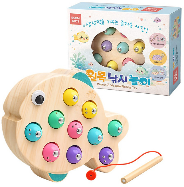 원목 낚시 놀이 10p, 혼합색상, 1개