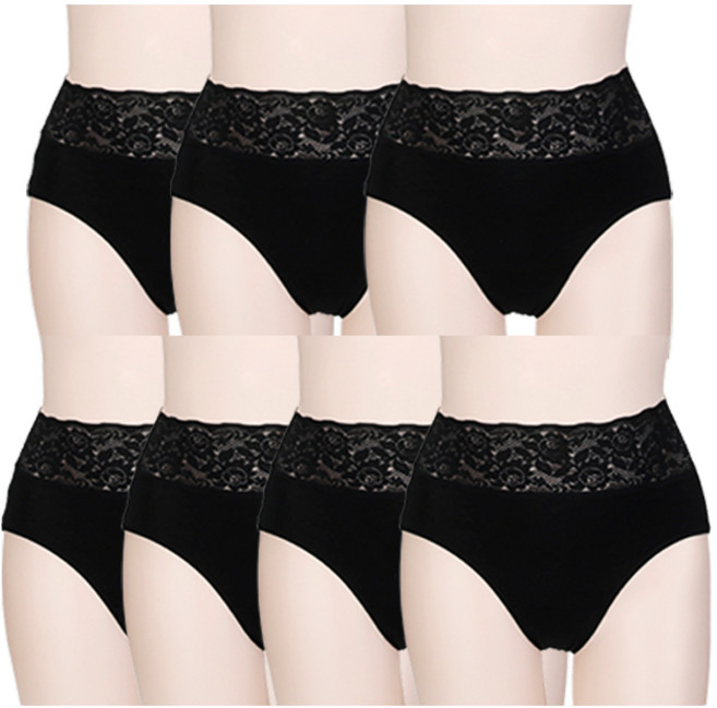 에즈라 7종세트 허리레이스 면60수 면스판 팬티 면팬티 똥배 허리편한 팬티 빅사이즈 90-105 HPT1102