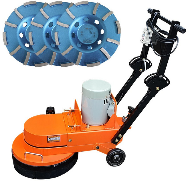 우수 연삭기 콘크리트바닥 WS-500A + 우수 평컵 7인치 날(3장), 1개