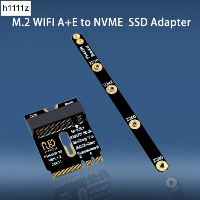 브래킷 포함 PCIE 4.0 라이저 카드 M.2 A E to NVME SSD 어댑터 M2 와이파이 원격 제어 인터페이스 A/E 키 M 2230 2242 2260 2280 SSD용, 1개