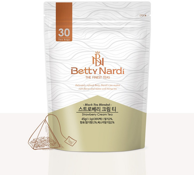 베티나르디 스트로베리 크림 티 피라미드 30티백 1박스 10개, 30개입, 1.5g